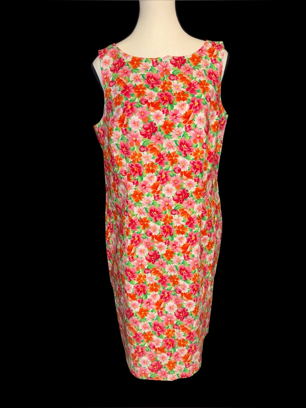 1990’s Victoria Holley sleeveless floral sheath dress Sz 12 100% cotton
